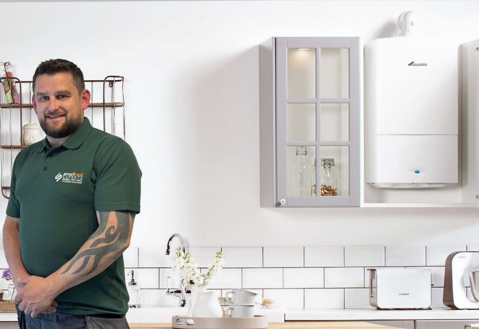 Smart Heat Experts engineer beside a Worcester boiler installation